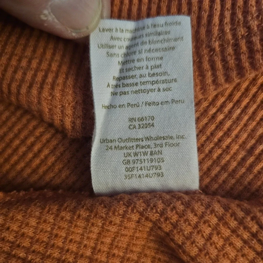 Free People Coral Thermal Knit Waffle Long Sleeve Top Women's Size M - Picture 5 of 5